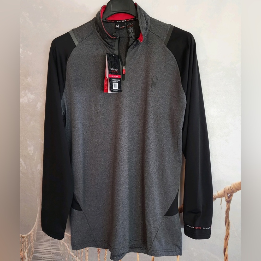 Spyder 1/4 Zip LS Tech Color Blocked Stretch Quick Dry Active Top - Picture 3 of 9